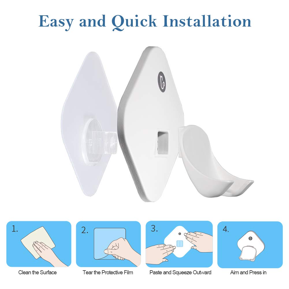 Razor Holder for Shower Wall, Shower Hook for Razor, Self Adhesive Razor Holder Hanger Stronger than Suction Cup Razor Holder, Rigid Plastic Shower Razor Holder for Men and Women, 1 Pack