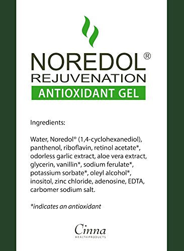 Noredol Rejuvination Antioxidant Gel - Face Moisturizer for Oily Skin, Non-greasy, Redness Relief 2 oz.