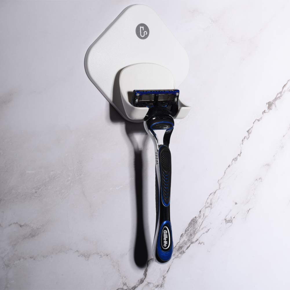 Razor Holder for Shower Wall, Shower Hook for Razor, Self Adhesive Razor Holder Hanger Stronger than Suction Cup Razor Holder, Rigid Plastic Shower Razor Holder for Men and Women, 1 Pack