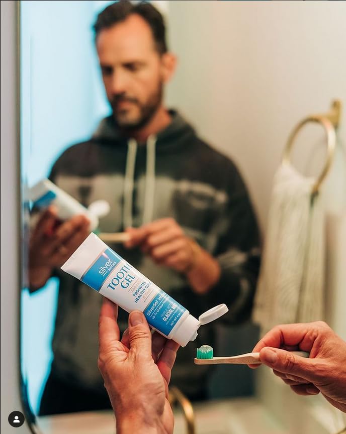 Silver Biotics Tooth Gel | SilverSol Ag₄O₄ 22 ppm Nano-Silver Infused Gel for All Natural Gum & Teeth Protection | Glacial Mint | 4 oz