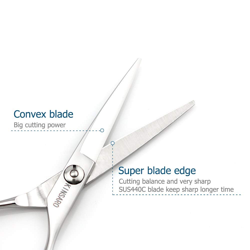5.5" Barber Scissors Set Hair Scissors Professional Hair Shears Cutting Shears Japan 440C Thinning Shears Convex Blades Kinsaro