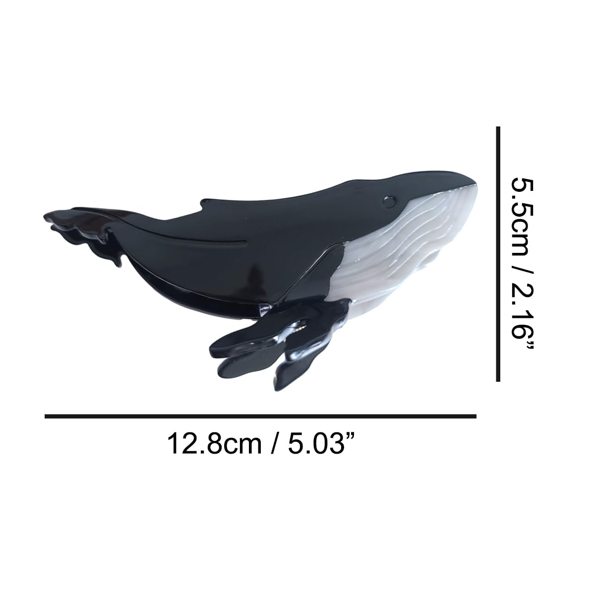 Whale Hair Clip,Cellulose Acetate Hair Clips,Big Claw Clips for Women,Hair Accessories,Black
