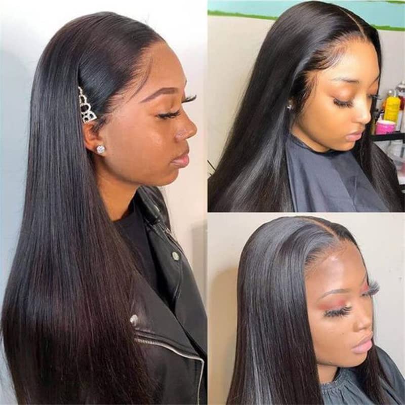 Brazilian Virgin Straight Human Hair Lace Frontal 100% Unprocessed Silky Straight lace Frontal With Baby Hair Remy Hair Ear to Ear Lace Frontal Natural Black Color (12 Inch 13x4 frontal)