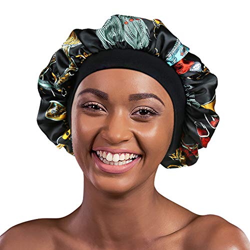 Satin Bonnet for Sleeping Double Layer Night Cap with Soft Elastic