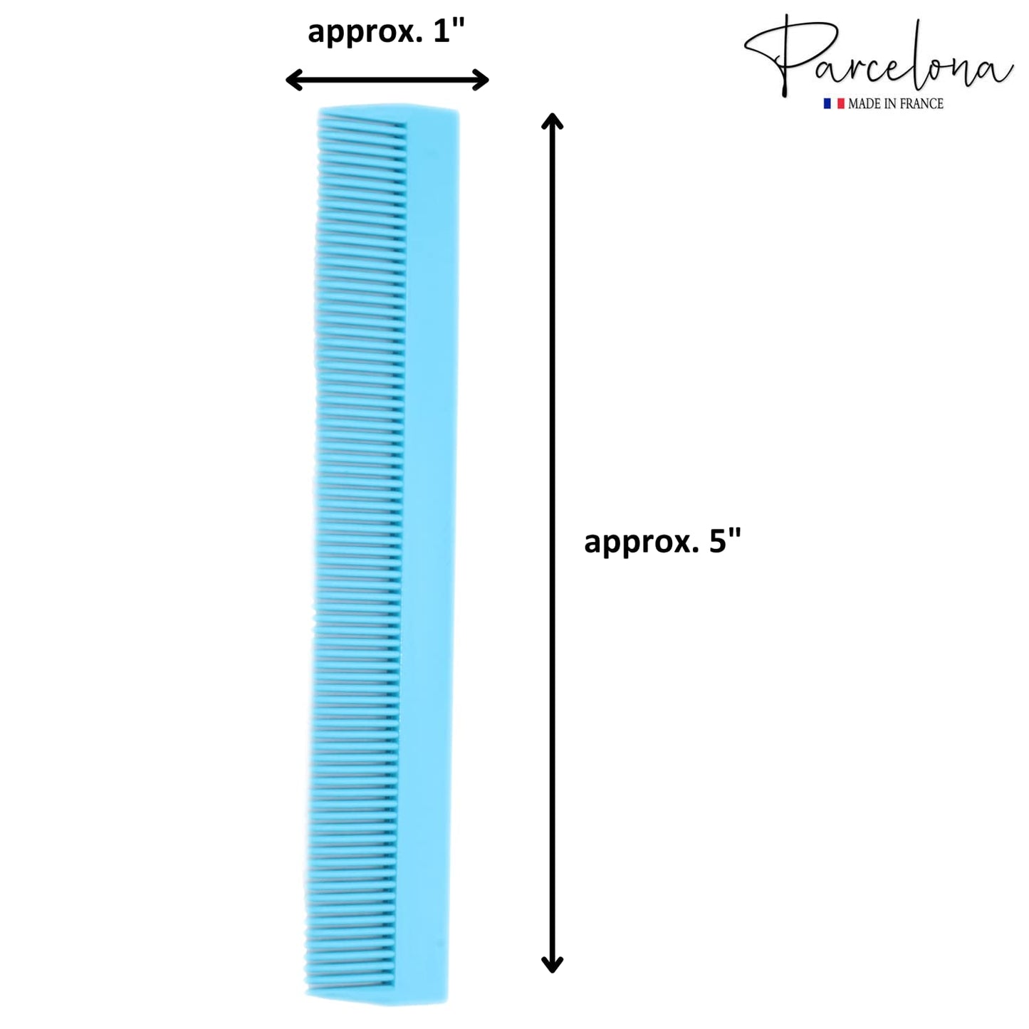 Parcelona French Grooming Combo White Blue and Brown 6” Celluloid Soft Natural Silk Bristles Baby Brush and Comb for Girls and Toddlers (Turquoise Blue)