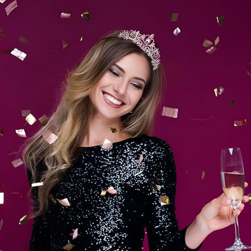 Tiara Crowns for Women,Princess Crown for Girls Crystal Queen Tiaras for Birthday Christmas Costume Bride Wedding Prom-Pink