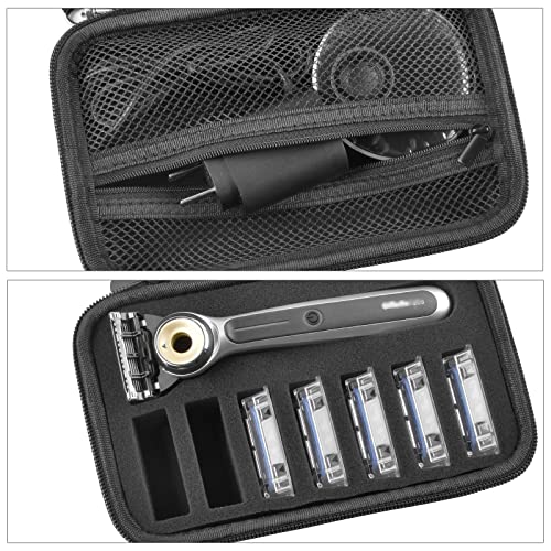 PAIYULE Travel Case Compatible with Gillette Heated Razor for Men, Starter Shave Kit Storage Holder for Blade Refills, Clipper Guards, Charging Dock and Accessories-Black(Box Only)