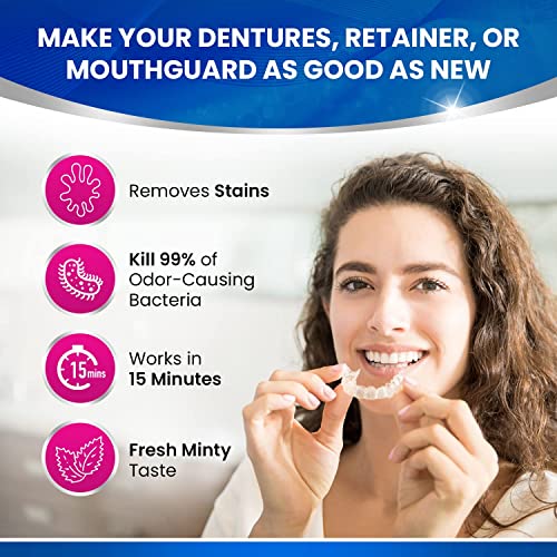 Retainer Cleaner and Denture Cleaning Tablets - Mouthguard Cleaner and Denture Cleaner Tablets Remove Plaque, Odors and Stains from Aligners, Night Guard and Removable Dental Appliances - 120 Tablet
