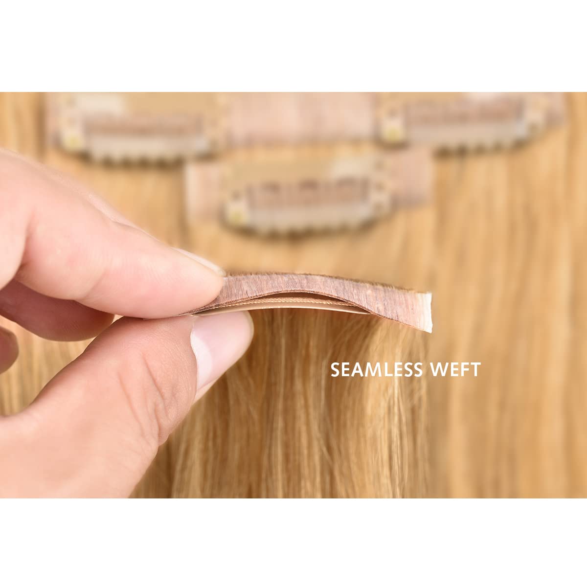 Rose bud Clip In Hair Extensions Real Human Hair Remy 7Pcs 16 Clips Seamless Weft Hair Extensions Human Hair