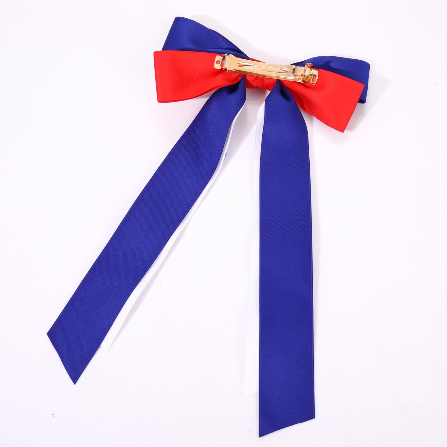 4th of July Women's Silky Satin Hair Accessories: Red, White, and Blue Star Patriotic Ribbons, Bows, and Clips for American Flag Outfits and Gifts (White 7)