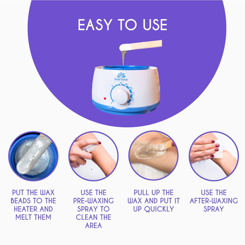 Bella Verde Wax Beans - Hard Wax Beads for Women and Men -Hot Wax for Brazilian Body Legs Eyebrows Face Lips Armpits