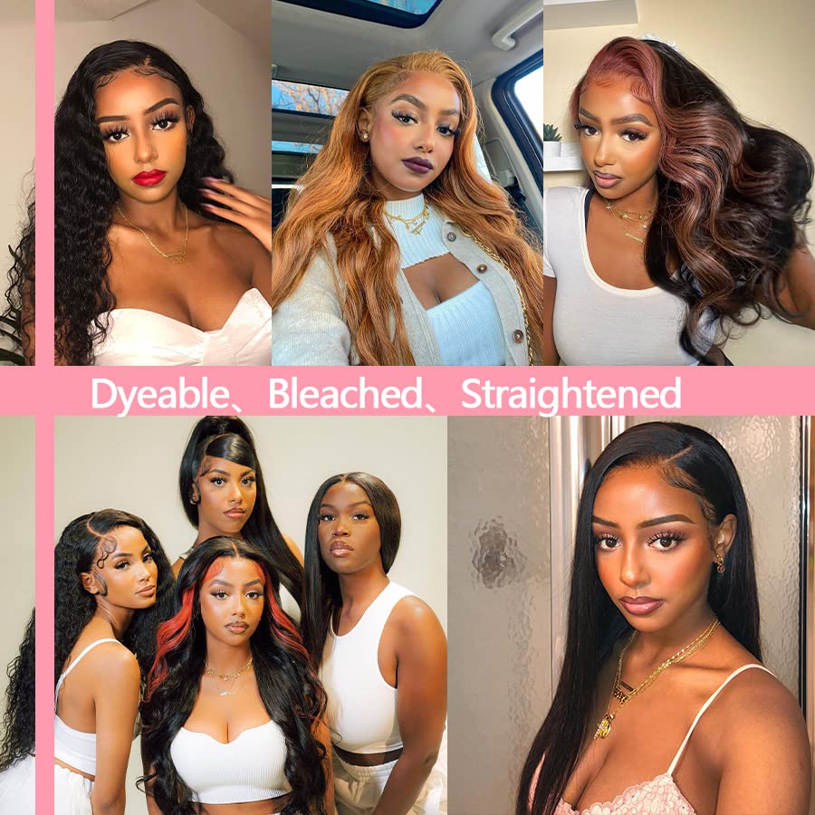 SUIFENGWU 13×4 Straight Lace Front Wigs Human Hair HD Lace Frontal Wigs 180% Density Brazilian Virgin Human Hair Wigs Pre Plucked With Baby Hair No Split Softness Wigs Full And Thick 18 inch