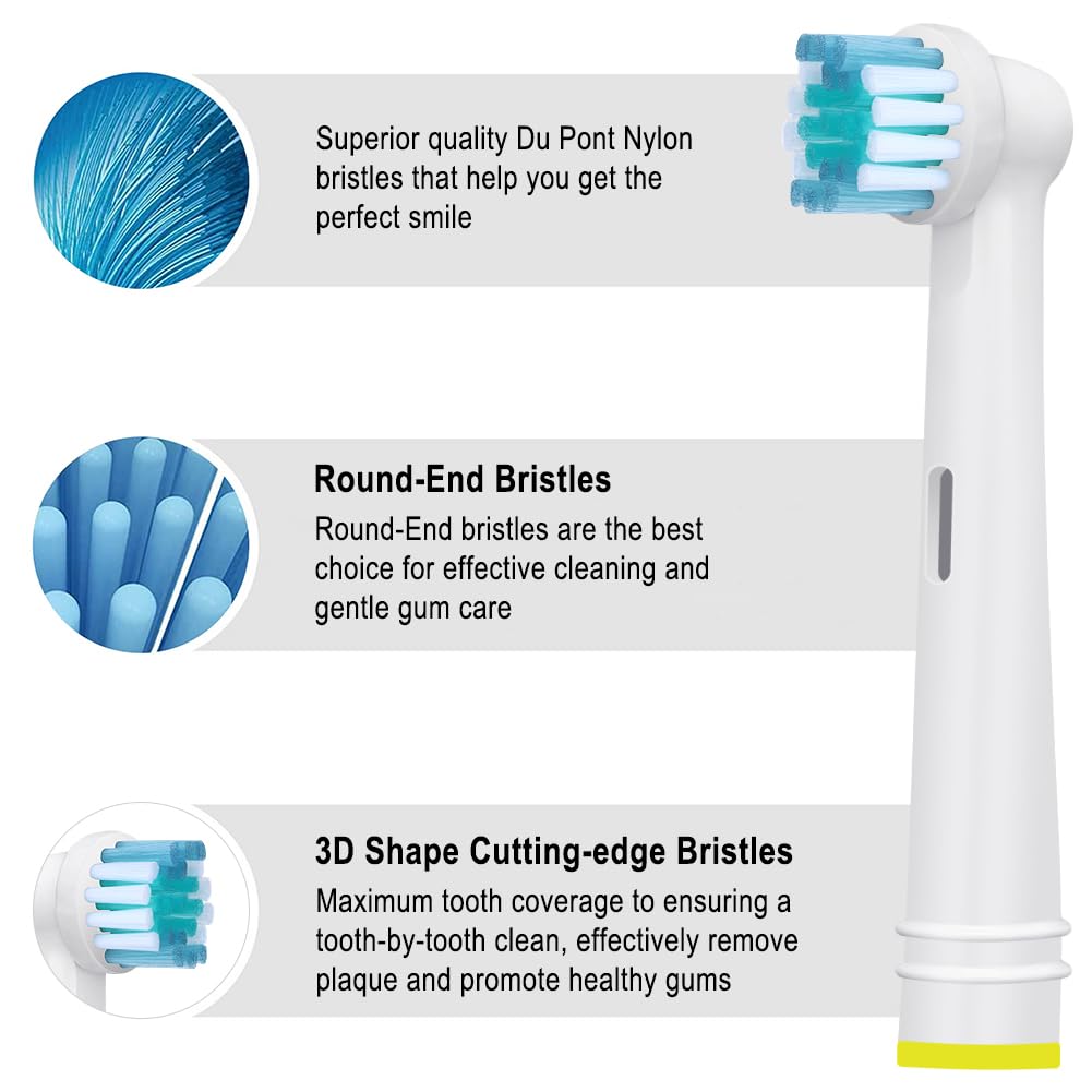 Toothbrush Replacement Heads Refills for Oral B - Precision Clean Brush Head for Gentle & Effective Cleaning and Optimal Dental Care, by DeBizz (16)