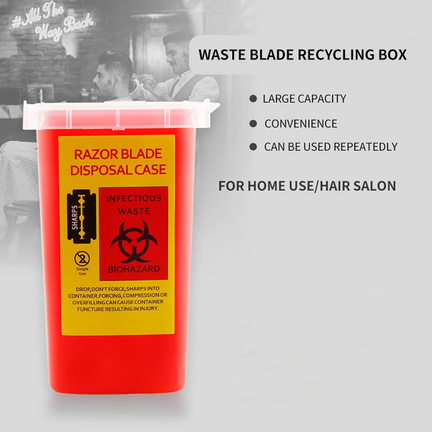 TEONEI Razor Blades Dispenser Case,Small Portable Sharps Container,Razor Blades Disposal Case,Disposable Razor Cutter Container,Barber Shop Storage Container (Red)