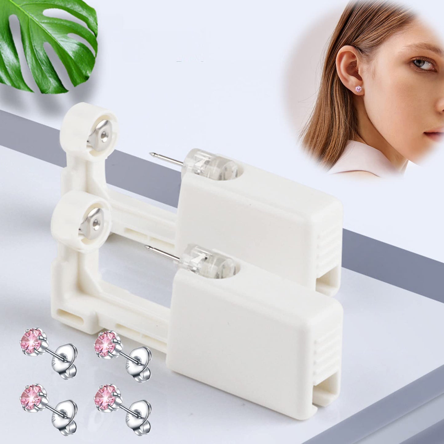 Orglace Ear Piercing Kit Disposable Self Ear Piercing Kit Safety 4 Pack Ear Piercing Gun Kit Tool with 5mm Earring Studs
