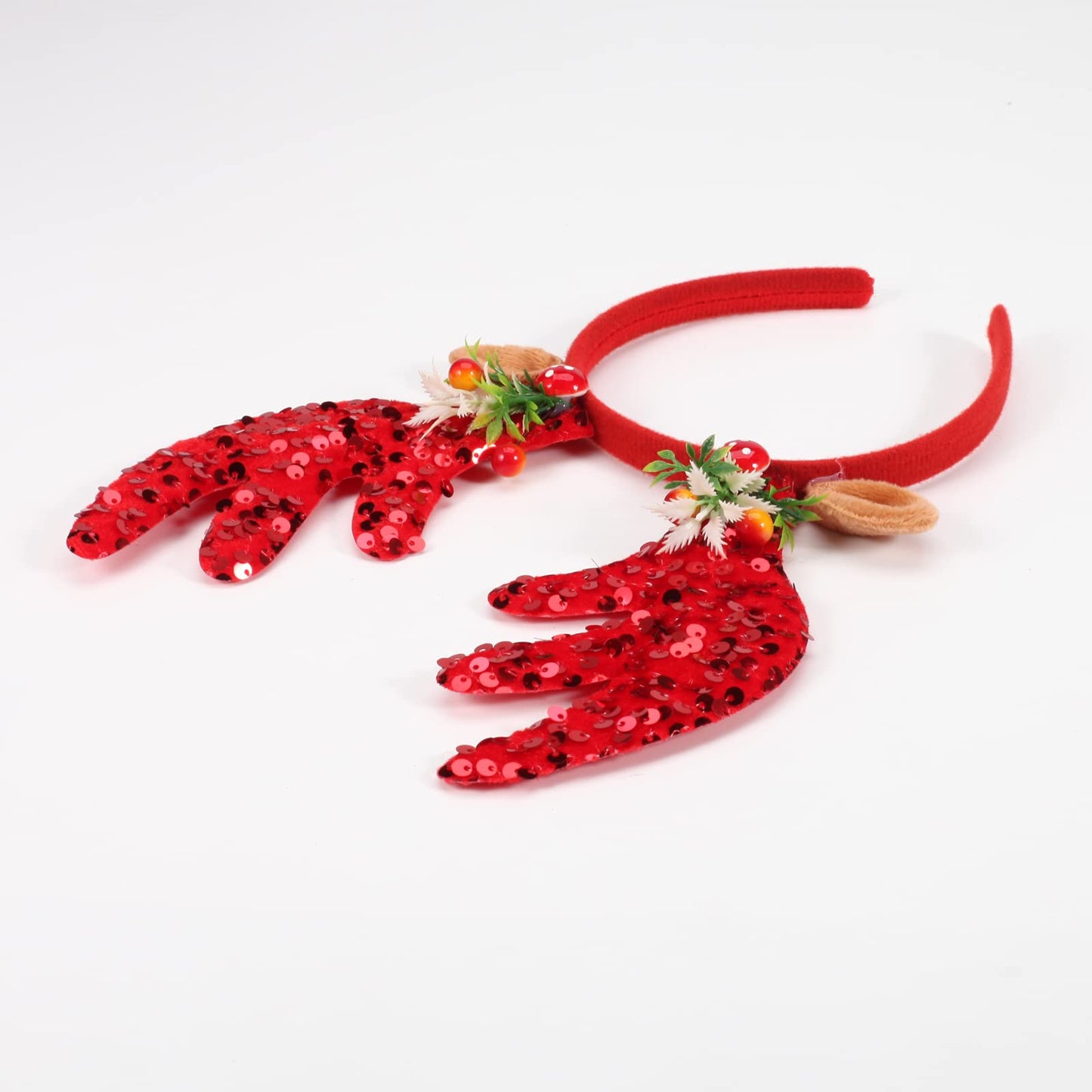 Twinfree 2 Pcs Antlers Headbands Ears Flower Hat Headwear with Sequins for Costumes Party Favors