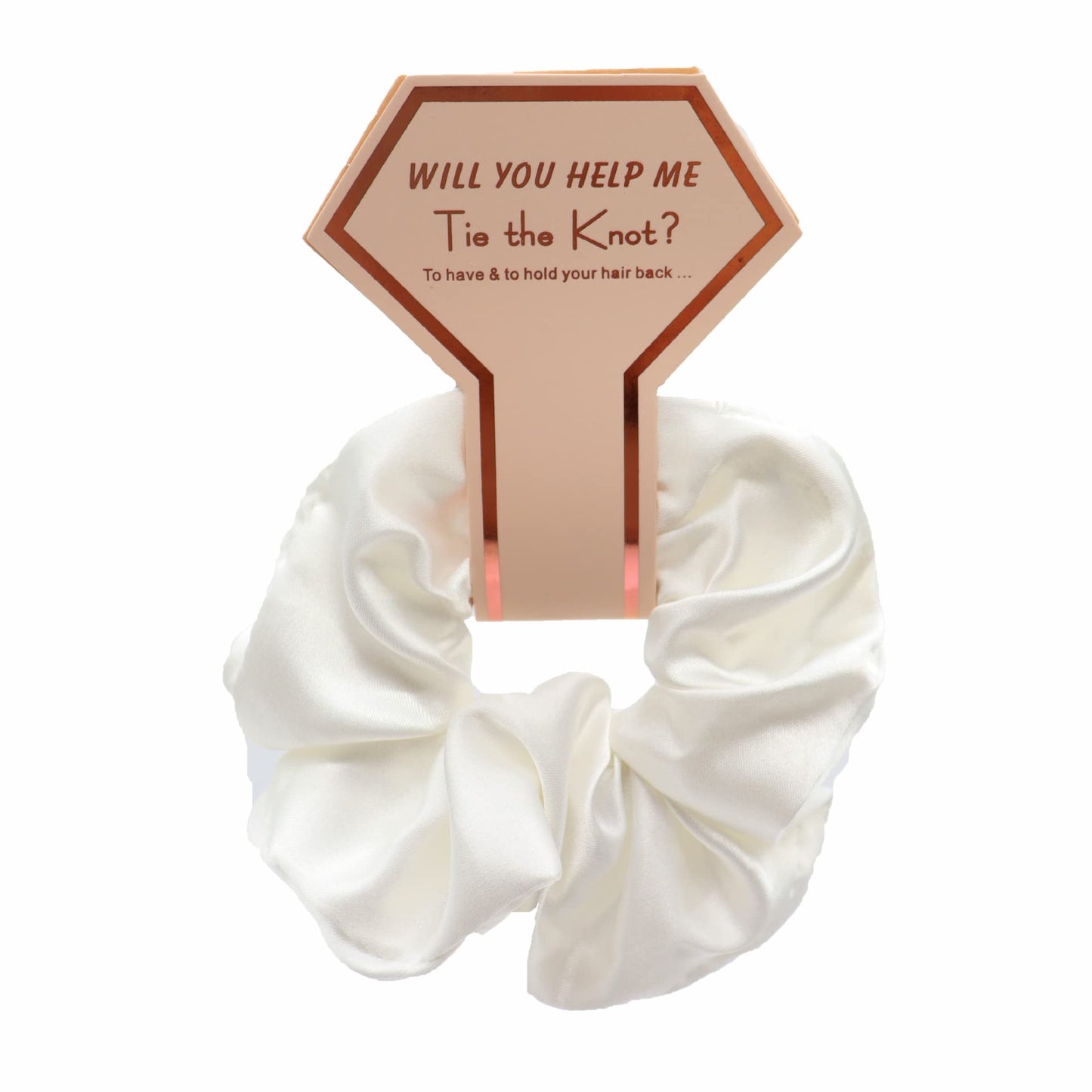 OWITER Satin Bridesmaid Scrunchies Bachelorette Hair Ties Set of 6 Bridal Shower No Damage Hairties ideas Gift for Wedding Party (rose gold)