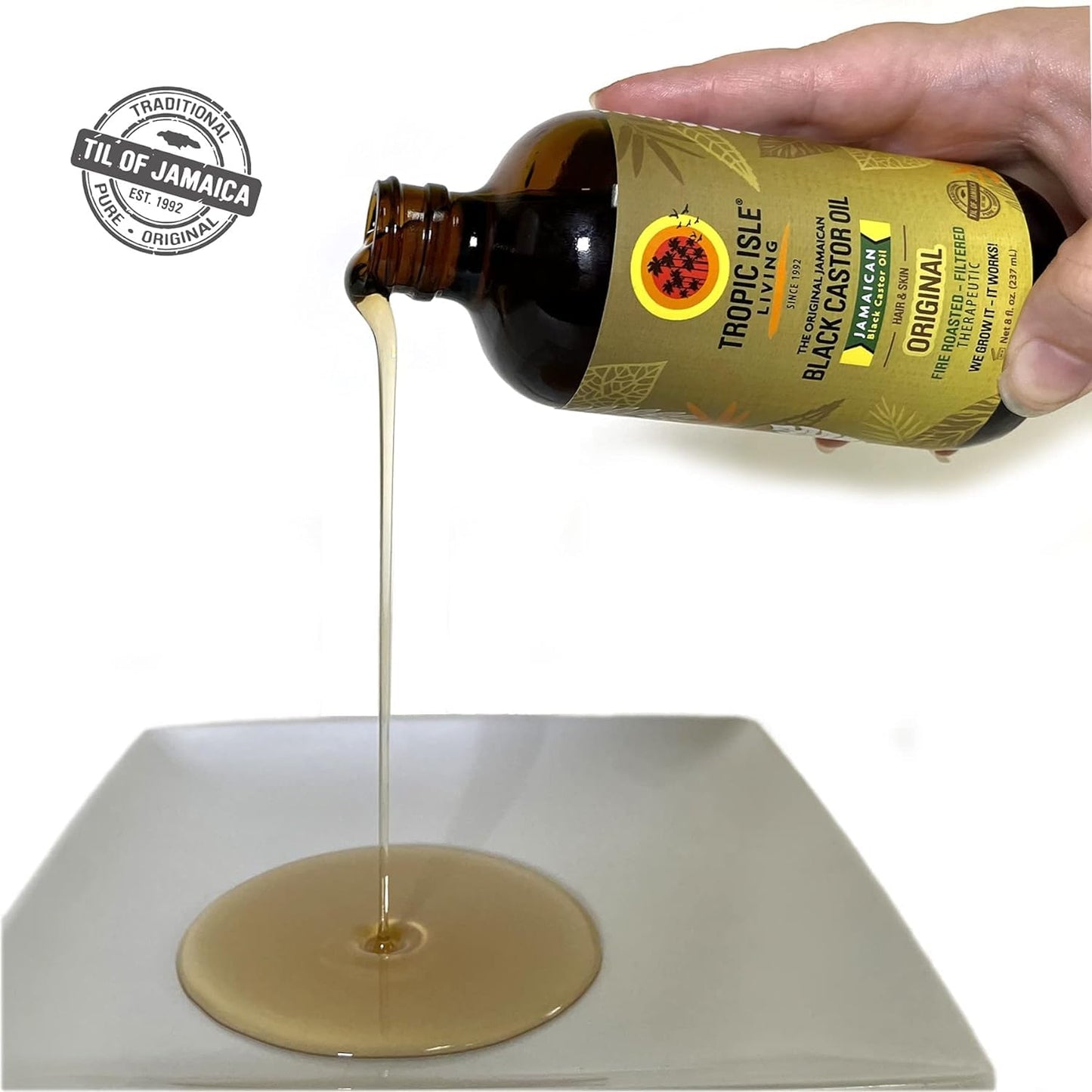 Tropic Isle Living Jamaican Black Castor Oil 4oz/ 120ml Brush Set | For Hair Growth Oil, Skin Conditioning, Eyebrows & Eyelashes, Gives Hydration and Strengthens Hair