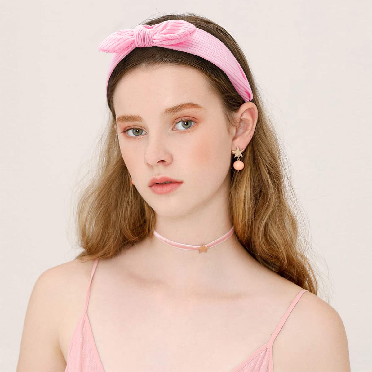 TOBATOBA Knotted Bow Headbands - Diademas Para Mujer De Moda, Vintage Bunny Ears, Wide Top Knot Hair Bands for Women and Girls, No Slip Fashion