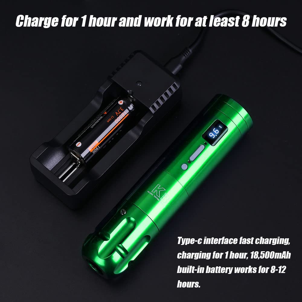 Tattoo Gun Kit, YILONG Cartridge Tattoo Pen Kit with LCD Display Rotary Tattoo Supplies, Two-in-one Tattoo Machine Kit with 1900mAh Coreless Motor for Artists and Beginners