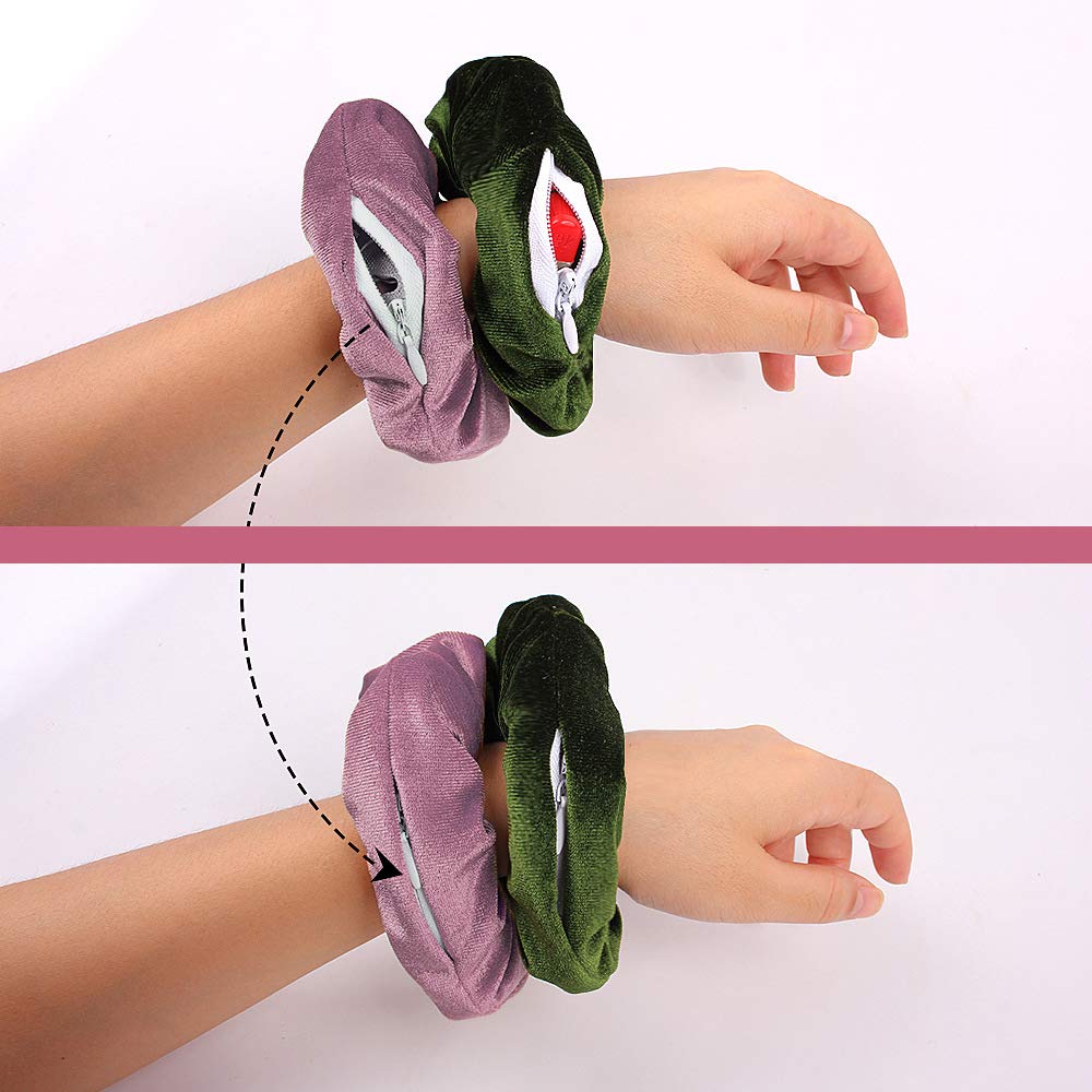 Premium Velvet Scrunchies with Zipper Pouch - Hair Ties with Hidden Pocket, Soft Elastic Hair Bands for Women and Vsco Girl Stuff (8 Pcs B)