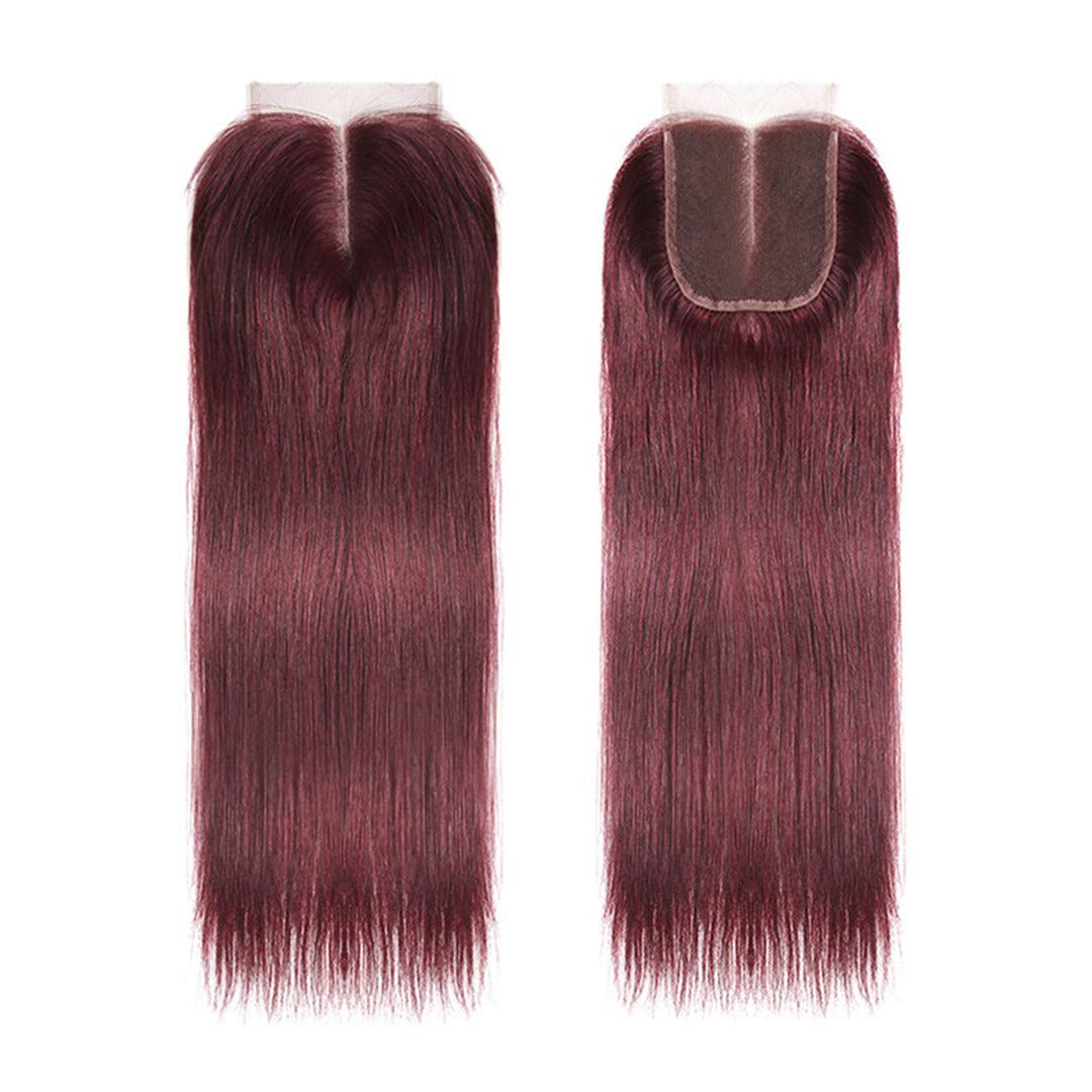 Straight Hair 8A Brazilian Virgin Hair 99j Burgundy Straight Hair 100% Unprocessed Human Hair Weaves 3 Bundles with Lace Closure 4x4 Free Part Red Wine Color Weft Weaves 12 14 16 with 12C,burgundy…