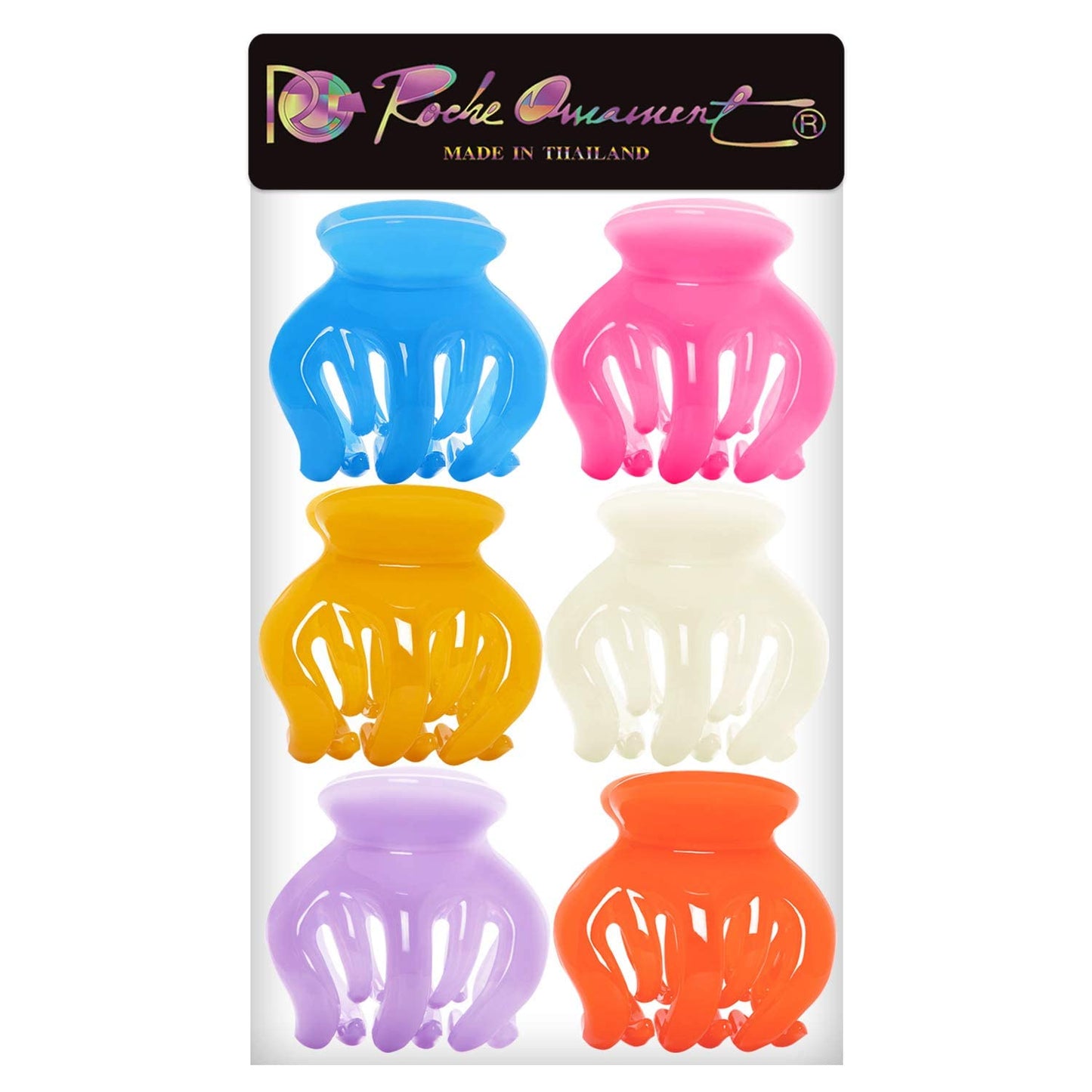 RC ROCHE ORNAMENT 6 Pcs Womens Hair Pumpkin Interlocking Teeth No Slip Secure Grip Strong Solid Ladies Beauty Accessory Classic Clamp Jaw Claw Clip, Large Jelly Candy Multicolor