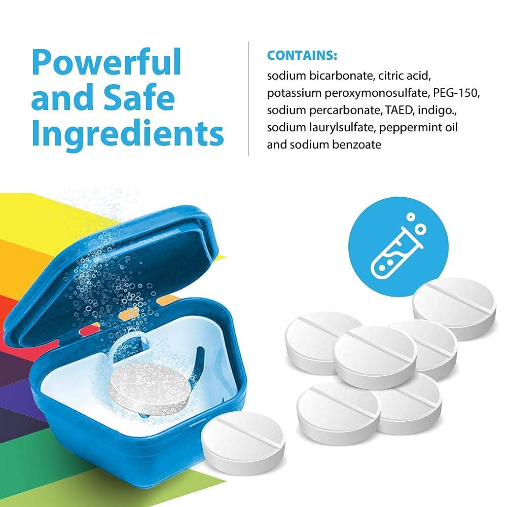 XODENT PREMIUM Denture Cleaning Kit | 2x Denture Cleansing Baths | 2x Strainer Baskets | 2x Soft-Bristle Brushes | 390x Denture Cleaning Tablets | Denture Cleaners