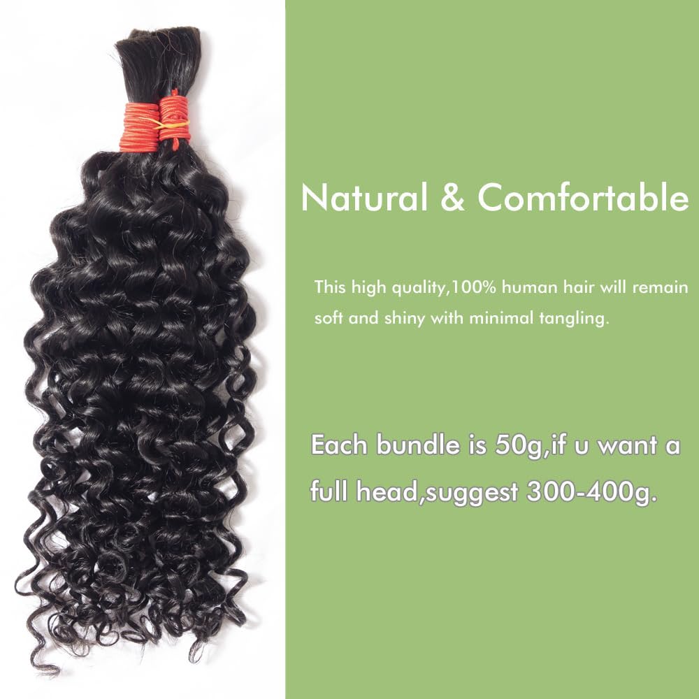 YOMIO Human Braiding Hair Water Wave Bulk 28 Inch 100g (1Pack-2Bundles) Human Hair for Braiding No Weft Human Hair Bundles for Braiding Wet and Wavy Human Hair Braiding Hair for Boho Braids