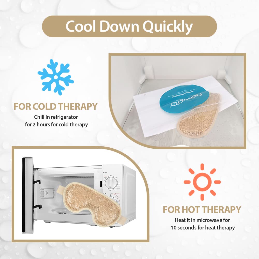 NEWGO Cooling Eye Mask Cold Eye Mask for Dry Eyes, Gel Eye Mask Ice Eye Mask Frozen Reusable Eye Ice Pack Cold Eye Compress for Dark Circles, Migraines, Eye Surgery, Skin Care (Champane)