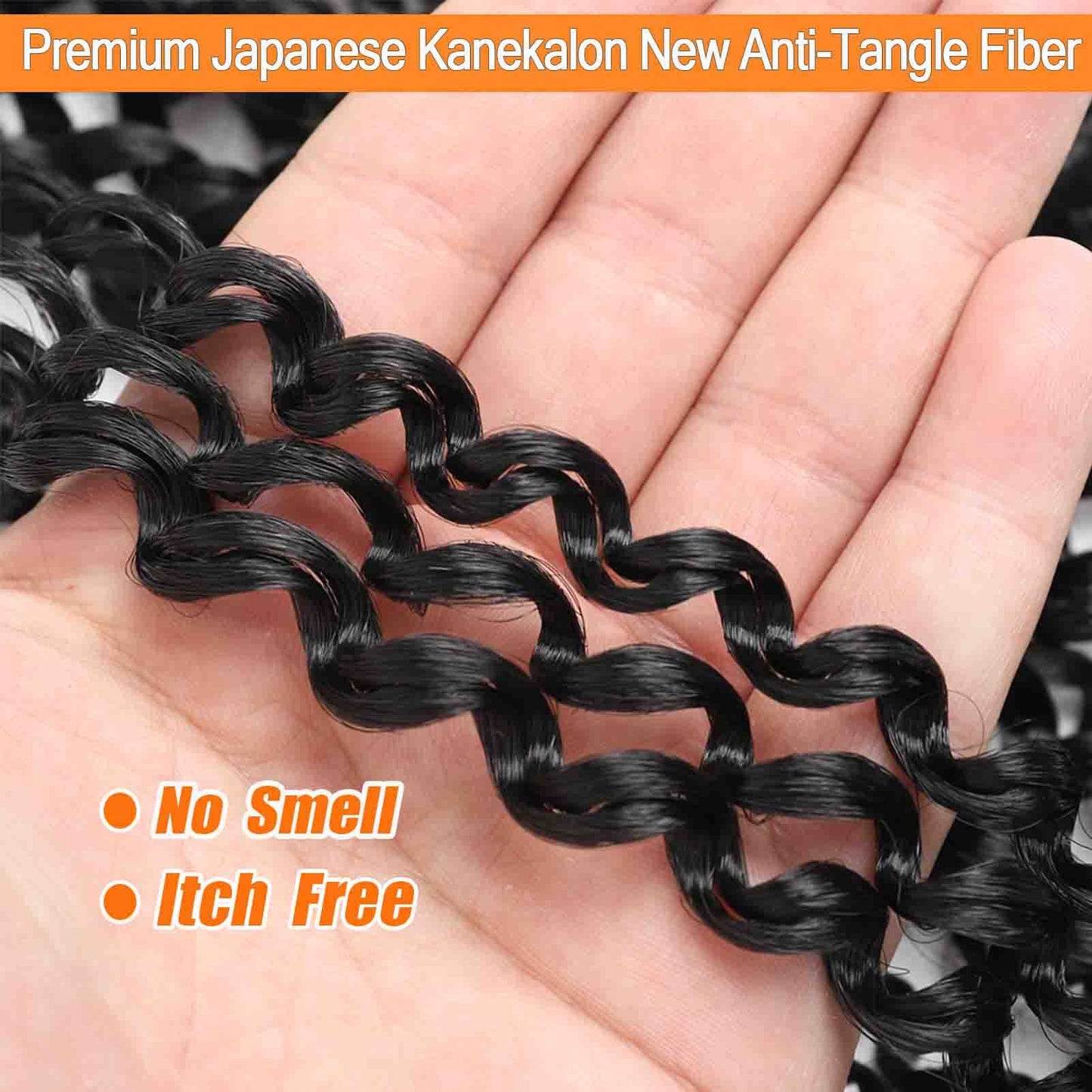 Passion Twist Hair 24 Inch 7 Packs Black Water Wave Crochet Hair for Passion Twists Long Bohemian Braiding Protective Style Hair Extensions, Tangle Free, No odor, Skin Friendly (24 Inch 7 Packs,1B#)