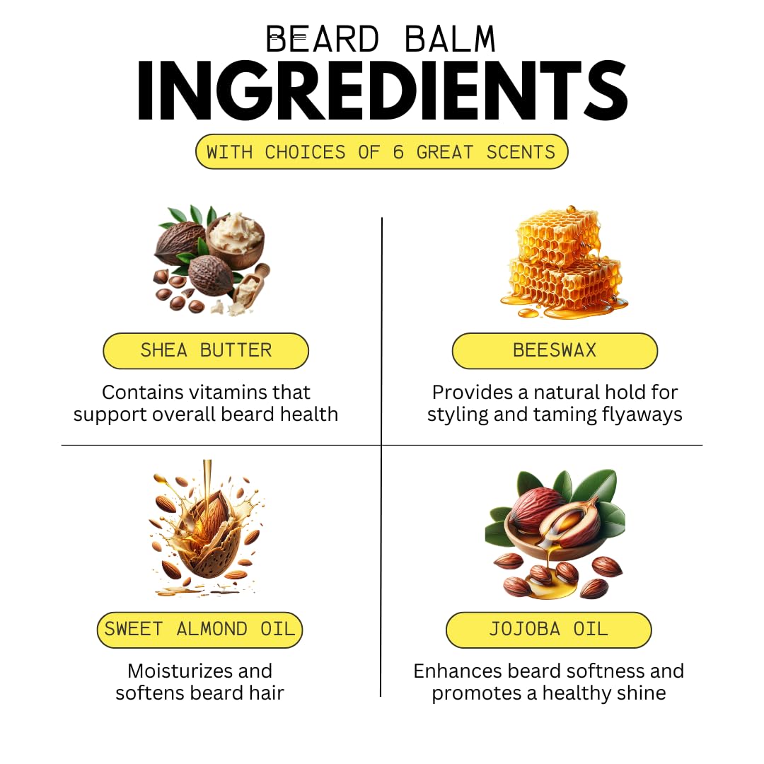 Beard and Bones 50ml Beard Balm For Men Beard Conditioner with Shea Butter, Jojoba Oil, Almond Oil | Nourishing Beard Moisturiser for Coarse Hair | Choice of 6 Scents (Woodland Elixir)