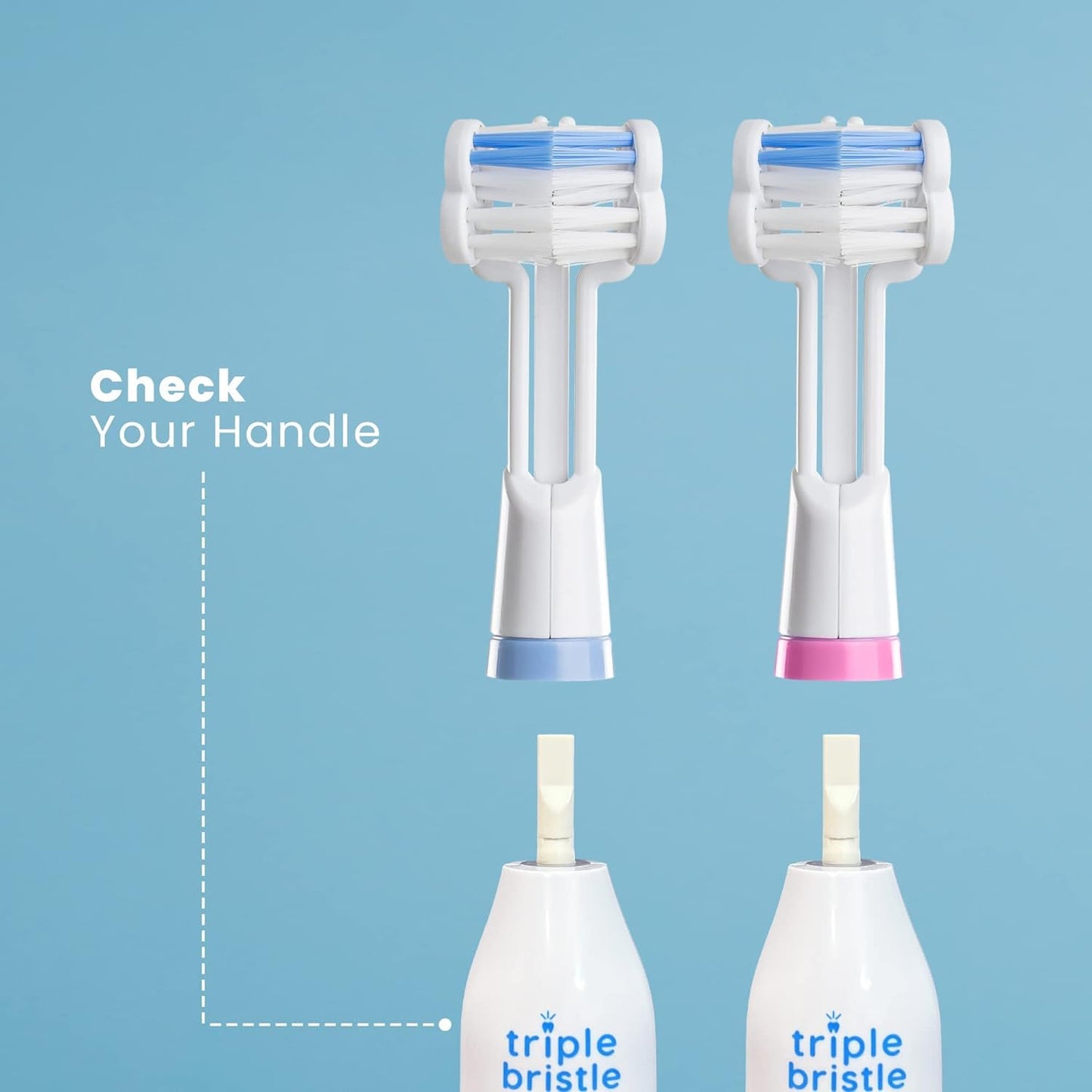 Triple Bristle Original Sonic Toothbrush + 3-Sided Replacement Brush Heads 2pk (Blue) Bundle