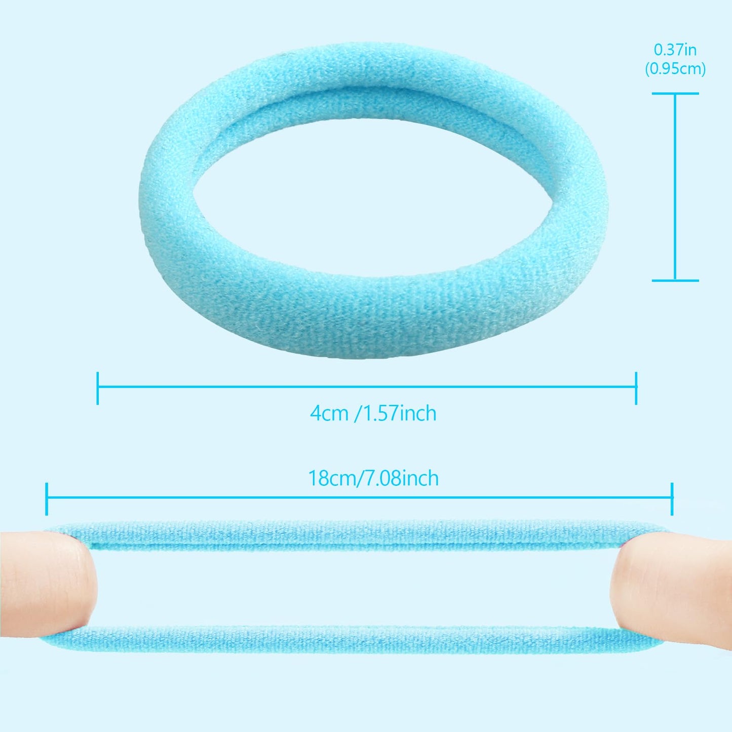 Antye No Damage Seamless Hair Ties - Any Fit, No Snag or Breakage, Elastic Ponytail Holder for Thick or Thin Hair, Baseball & Tennis Suitable, All Age Friendly (Lake Blue)