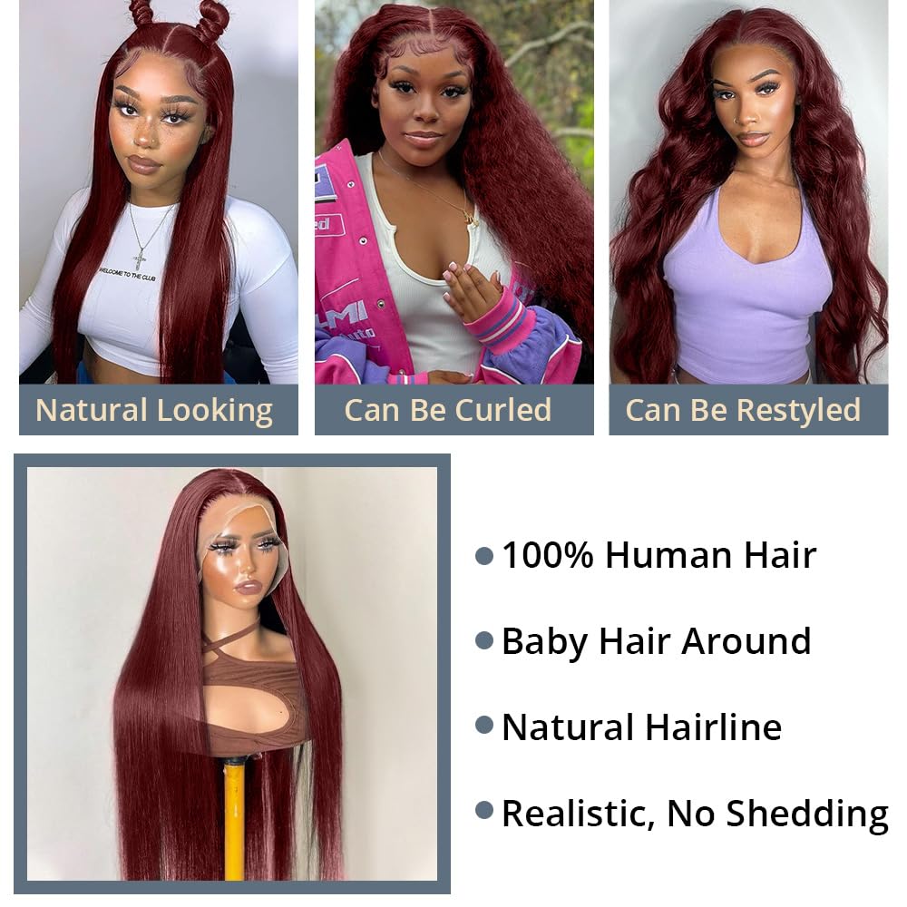 BAIICS 250 Density Ginger wig human hair Straight Lace Front Wigs Human Hair Pre Plucked 13x4 HD Transparent Lace Front Wigs Human Hair for Women Reddish Brown Lace Front Wigs HumanHair 22Inch