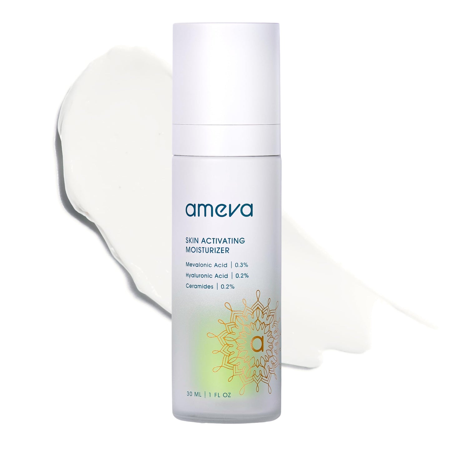 AMEVA Mevalonic Acid Skin Activating Moisturizer: 100% Plant-Based, Vegan, Anti-Aging Formula, For Sensitive Skin, Boosts Collagen, Hyaluronic Acid and Retinol, Reduces Redness, Jojoba Oil, Ceramides