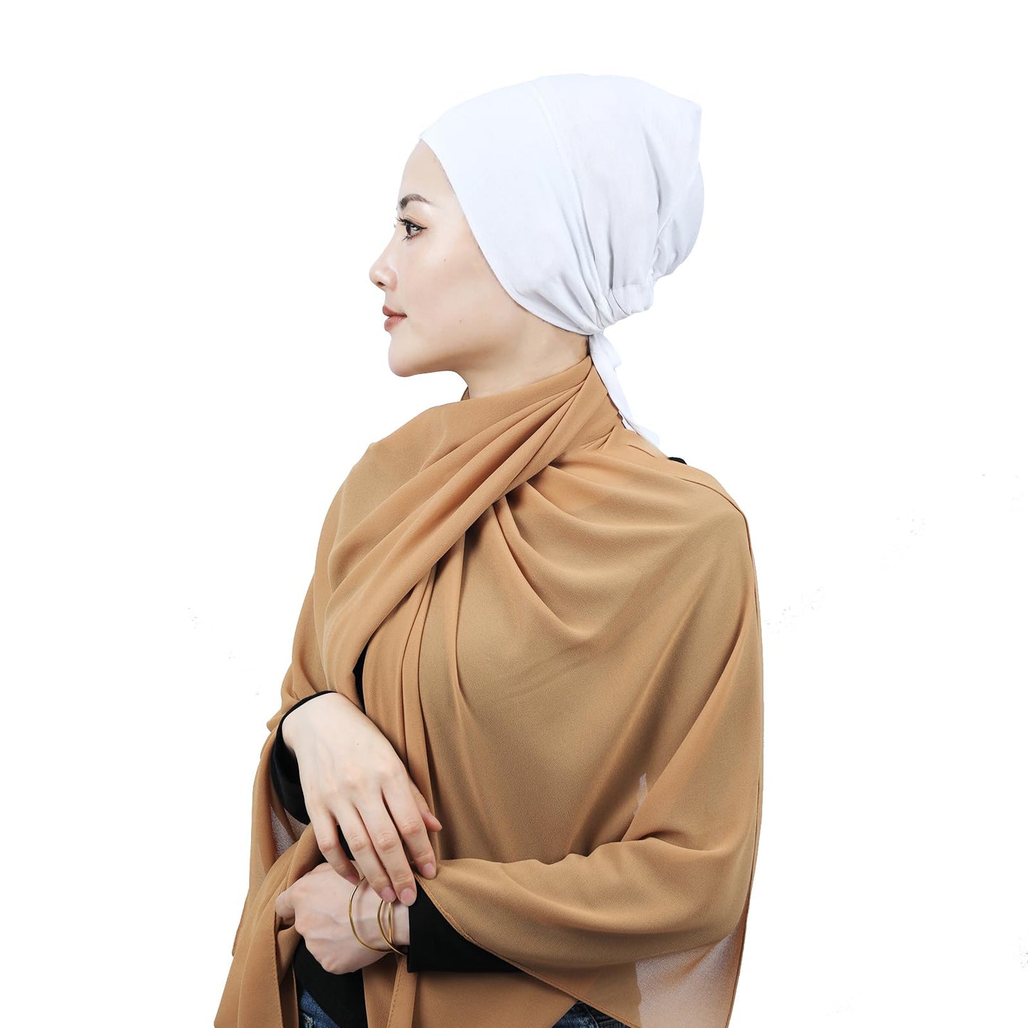 PeacePray Silky Satin Lined Hijab Undercap, Premium Non-Slip Hijab Underscarf, Adjustable Tightness to Your Liking, Black