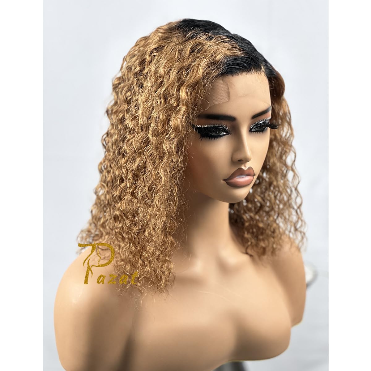 Pazat Ombre Lace Front Wig Human Hair 1B/30 Colored Wigs Short Deep Wave Black to Blonde Curly Bob Lace Frontal Wigs 13x4 HD Glueless Wigs Human Hair for Black Women Pre Plucked180% Density 10 Inch