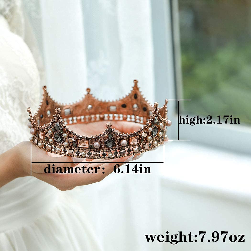 Bmirth Wedding Crown and Tiara Gold Crystal Bridal Princess Queen Crown Baroque Rhinestone Tiaras Hair Accessories for Women and Girls (style 4)