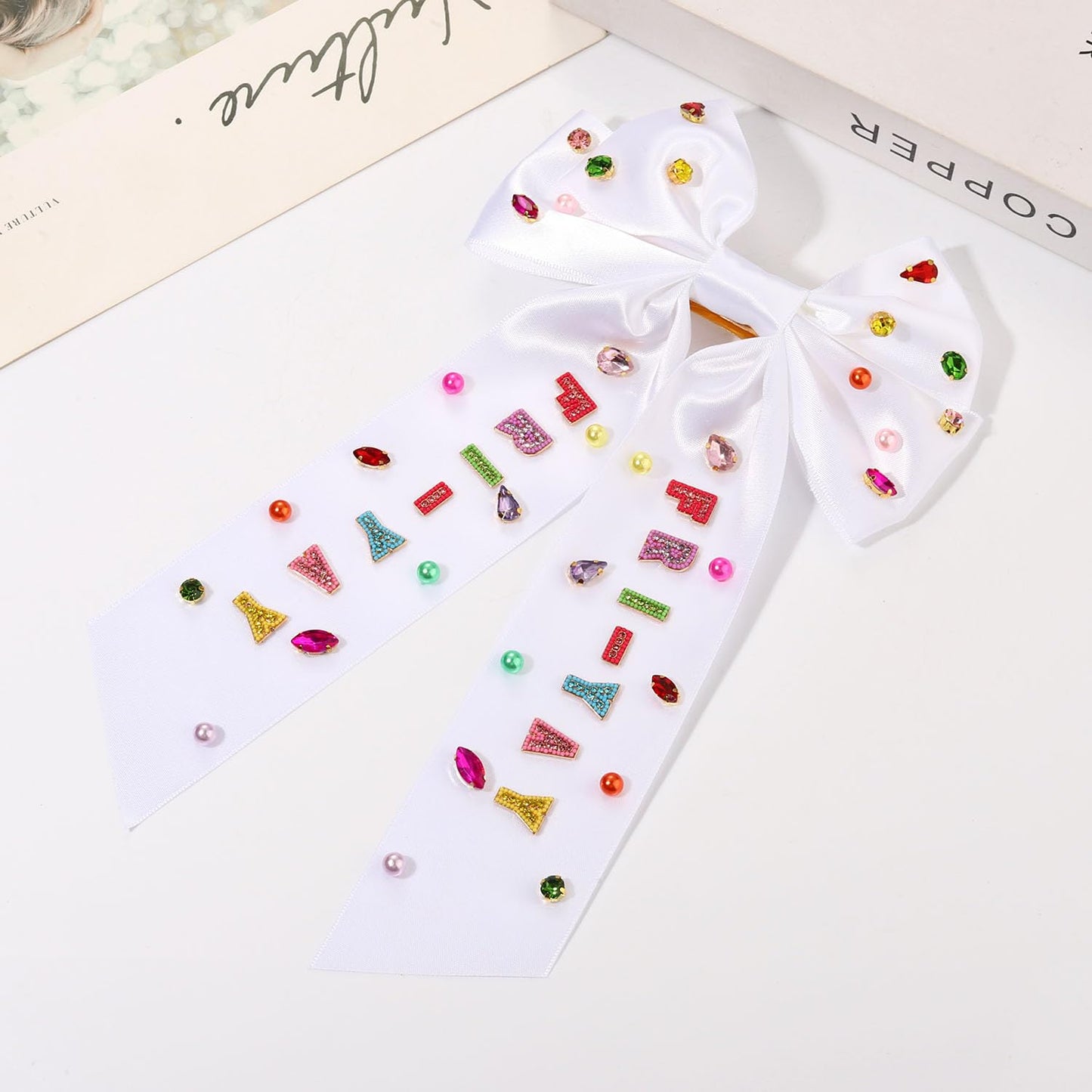 Teacher Hair Bows for Women Teacher Accessories Hair Bow Clips Jeweled Large Book Pencil Fri-Yay Hair Bows Teacher Appeaciation Gifts Outfits (Pattern H1)