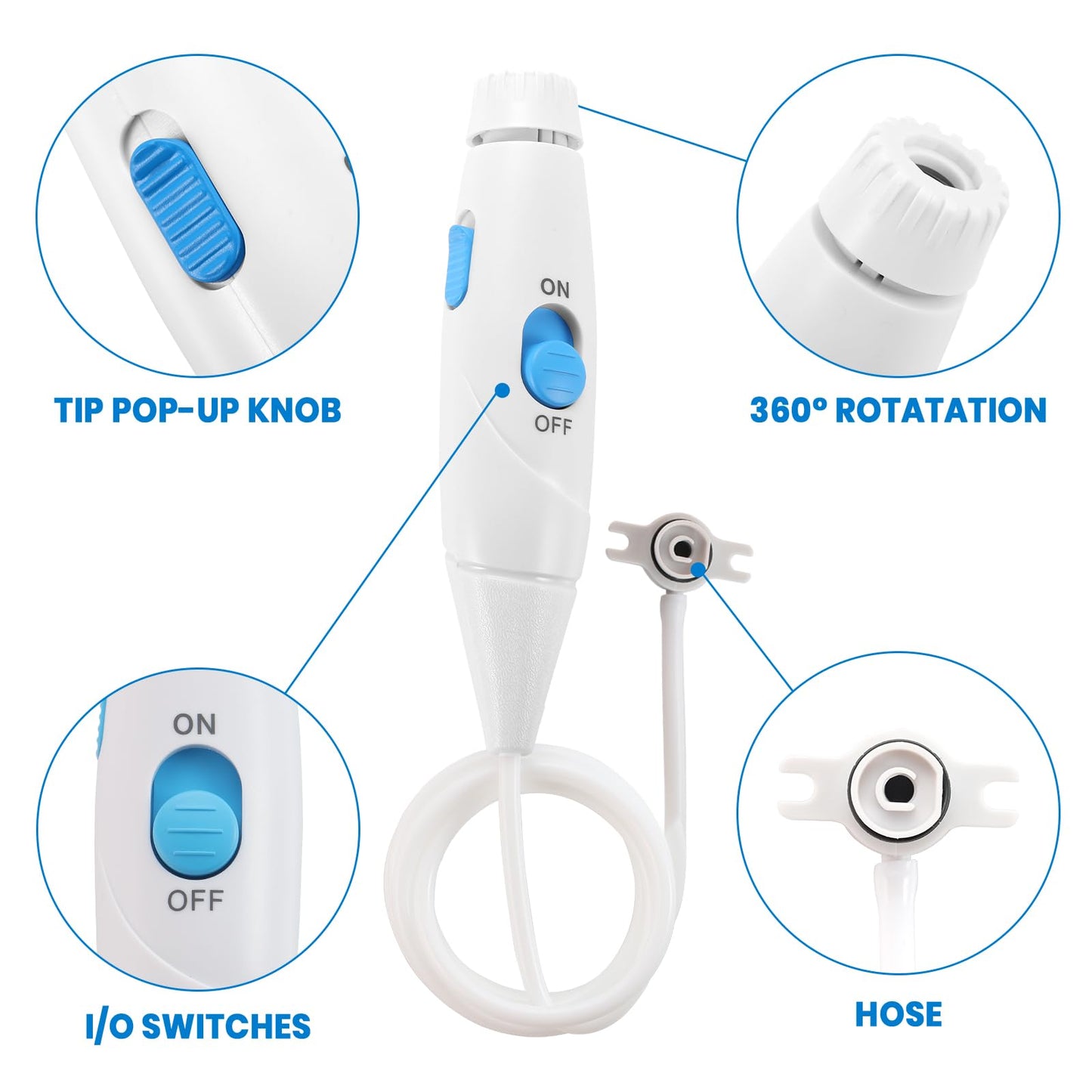Replacement Hose & Handle Parts for Waterpik Aquarius Water Flosser (WP-660 & WP-670 Series)