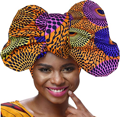 SHENBOLEN African Traditional Wax Print Head wrap Headwrap Scarf Tie,One Size (71in*21in, Y4)