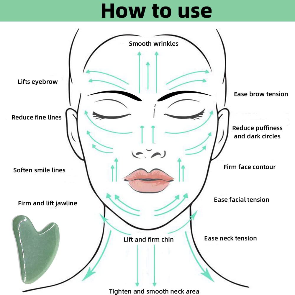 TOP SEWING Gua Sha Facials Tools for Jaw Massage Tools Board Natural Jade Stone for SPA Acupuncture Therapy Trigger Point Treatment