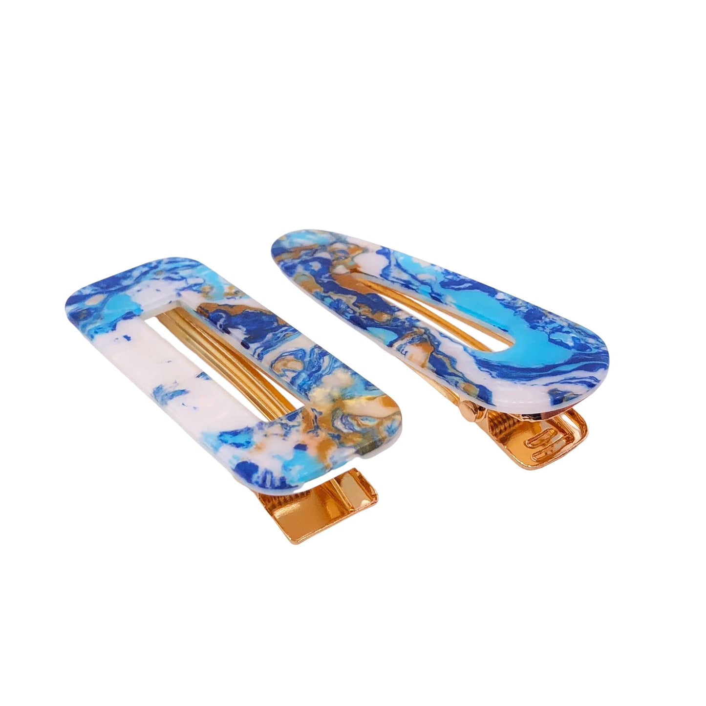 2PCS Fashion Hair Clips for Women Girls Acrylic Hairpins Duckbill Hair Accessories Hollow Map Dark Blue