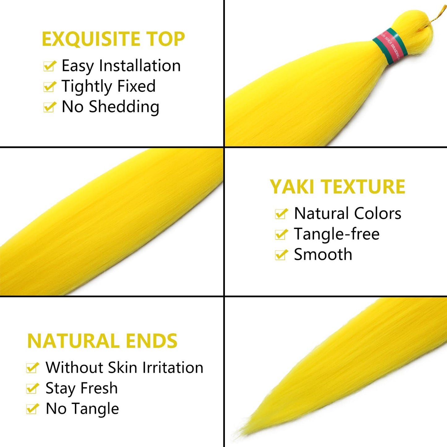 RUN SHUI Green+Yellow Pre stretched Braiding Hair 2 Packs Pre feathered Braid Hair Extensions 30 Inches Hair Braids