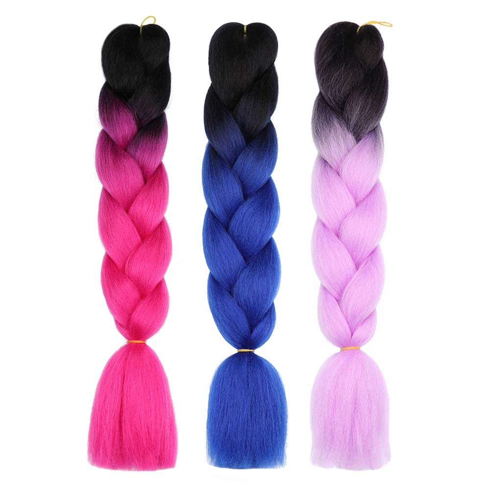 Rainbow Braiding Hair Pre Stretched Top Silky Braid Hair Extensions Kanekalon Synthetic Hair For Braiding