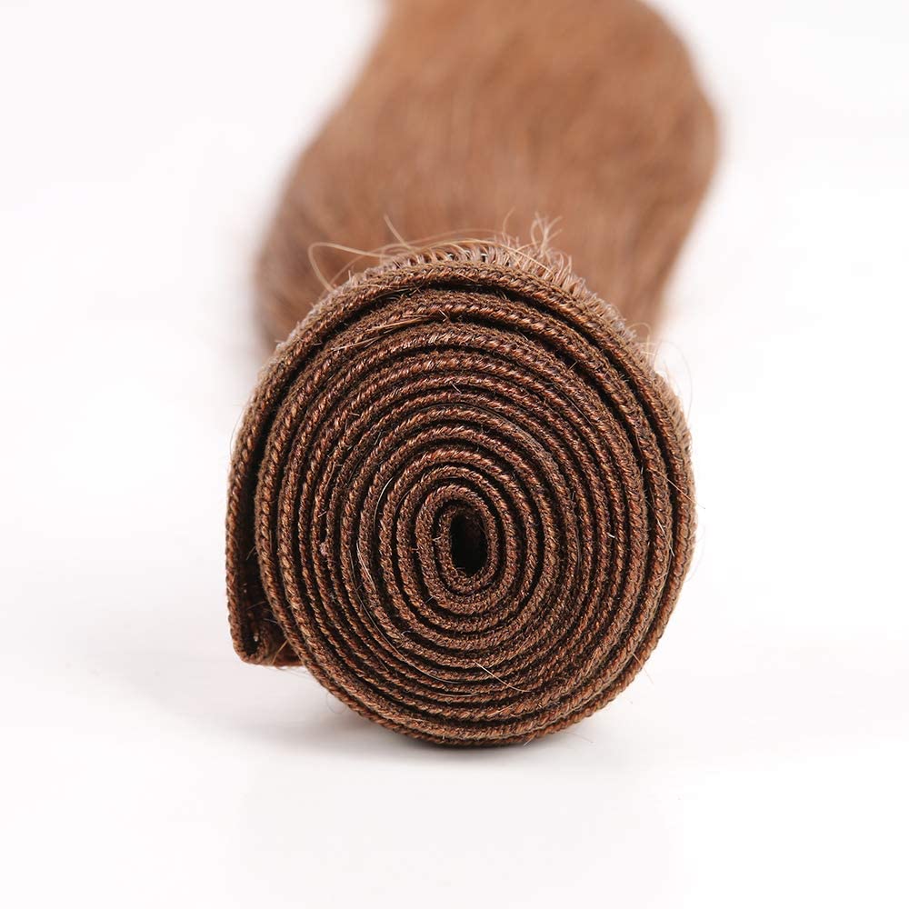 X-TRESS Light Brown Hair Bundles Straight Hair Bundles 1 Human Hair Bundles 22 inchs Human Hair Weave (22 Inch,30#)