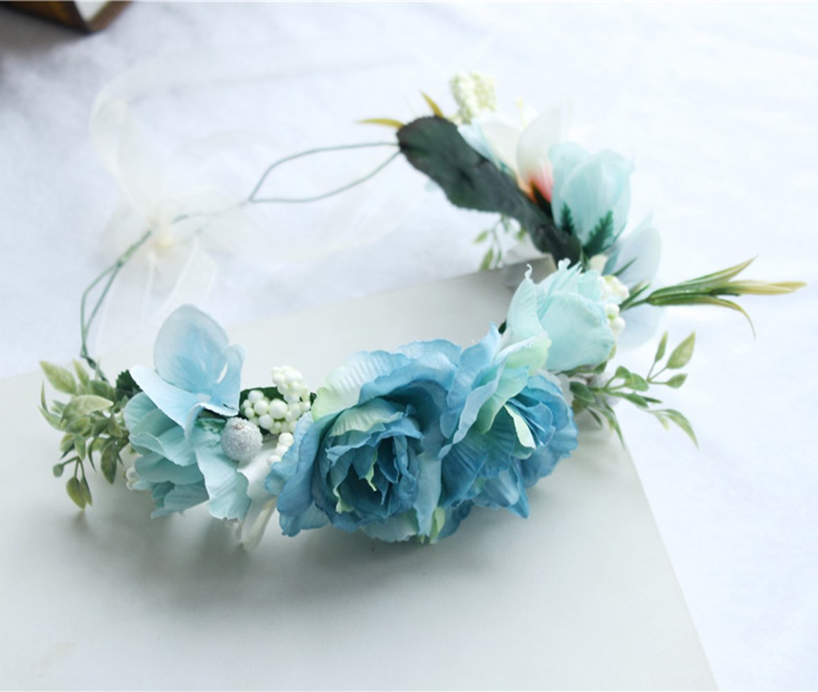 Vivivalue Forest Flower Crown Fairy Floral Headband Elf Headpiece for Women Girls Bridal Photoshoot Wedding Halloween Cosplay Party Renaissance