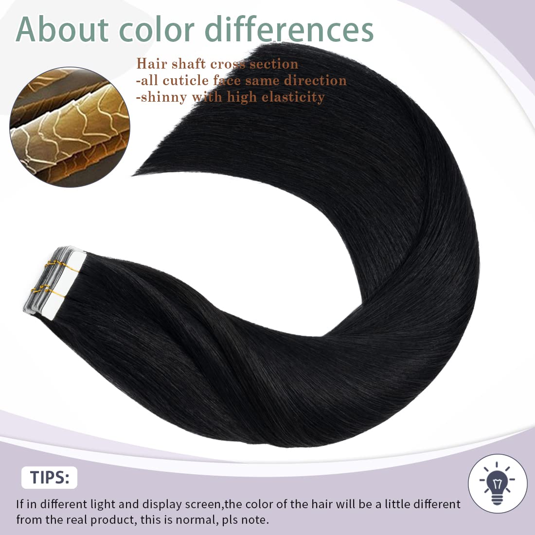 S-noilite Rooted Tape in Hair Extensions Human Hair Tape in Human Hair Seamless Skin Weft Invisible Double Sided Glue in hair for women Silky Straight 20Pcs 60g 22 Inch (#01 Jet Black)