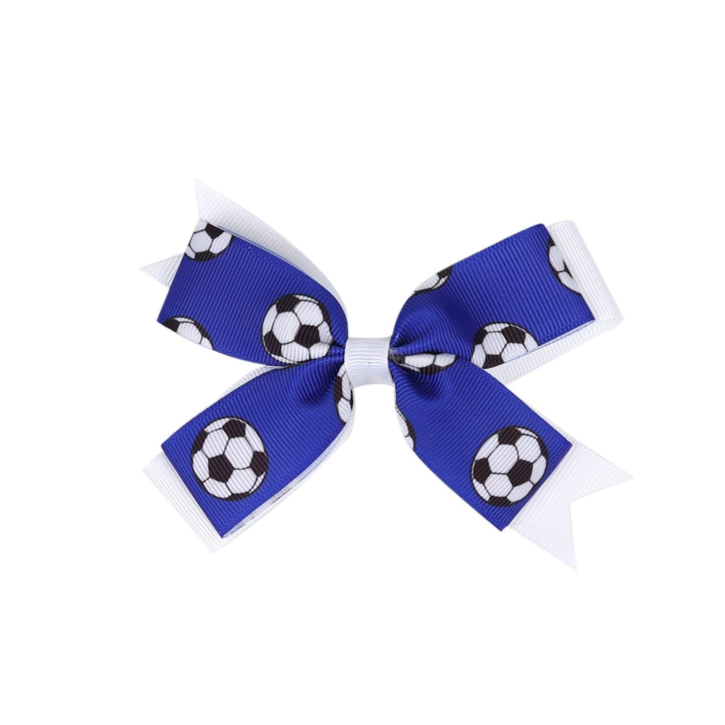 Soccer Ribbon Bow Hair Clips soccer bows Hair Accessories for girls.(FJ27) (Blue C)
